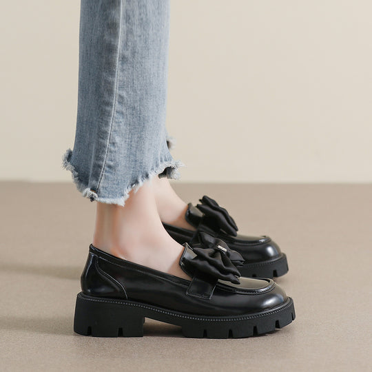 Damen Mokassin-Schuhe mit eleganter Schleifenapplikation und robustem Plateau R&B