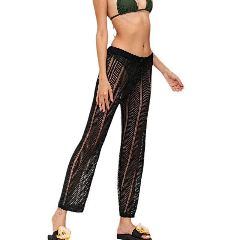Damen gehäkelte Strandhose mit elegantem Chevron-Muster R&B