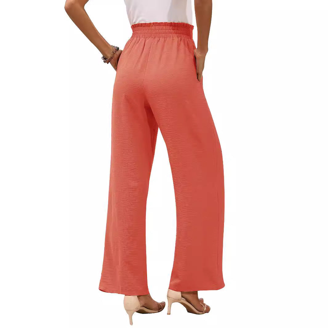 Damen weite Palazzo-Hose mit elastischem Bund und Bindegürtel R&B