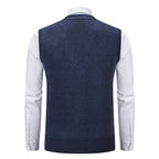 Herren nan ärmellose Strickweste mit Argyle-Muster, Teddyfutter und durchgehender Knopfleiste R&B