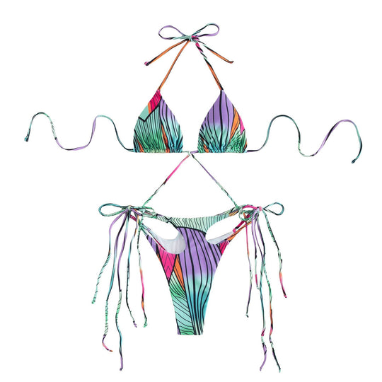 Damen Triangel-Bikini mit stylischen Bindebändern und einzigartigem Farbverlauf R&B