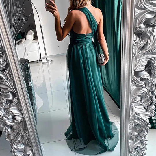Damen Elegantes Abendkleid mit schulterfreiem Schnitt und hohem Beinschlitz R&B