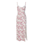 Damen BlumengR&Bürtetes Midi-Kleid mit elegantem Schlitz R&B