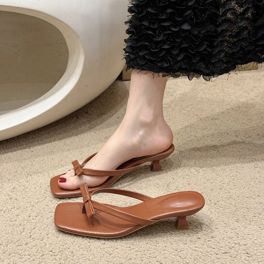 Damen elegante Zehentrenner mit modischem Schleifenakzent R&B