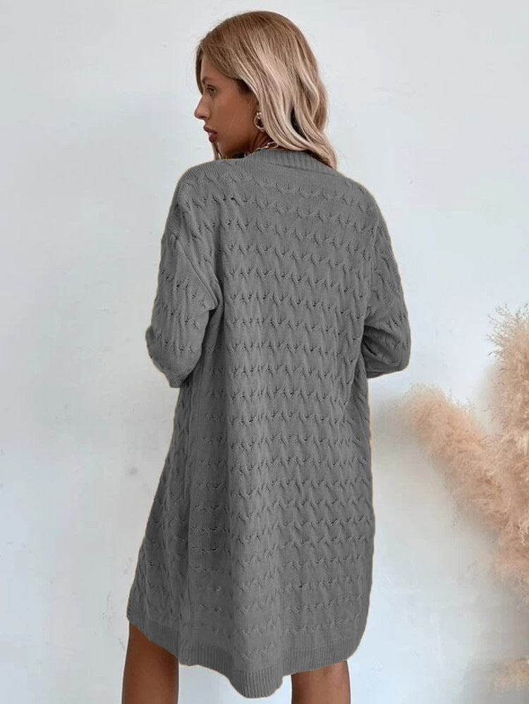 Damen Großer Strickmantel mit strukturiertem Muster und lässigem Schnitt R&B