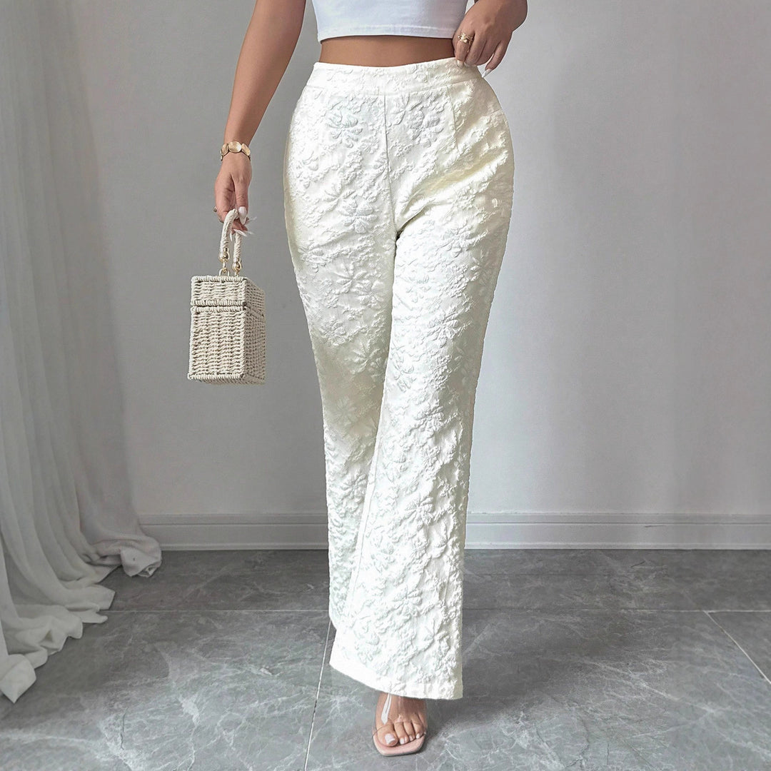 Damen Elegante Stoffhose mit hochgezogenem Schnitt und floralem Muster R&B