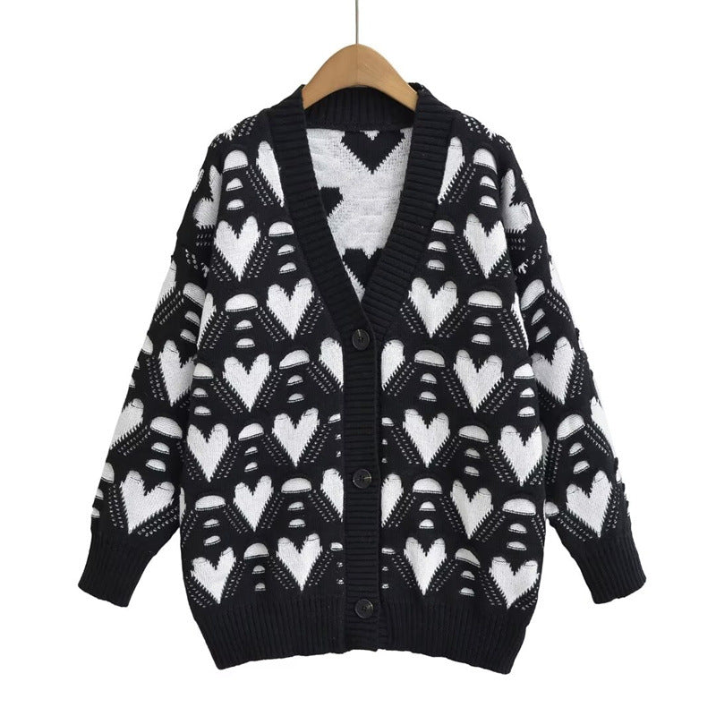 Damen Strickjacke mit Herzenmuster R&B