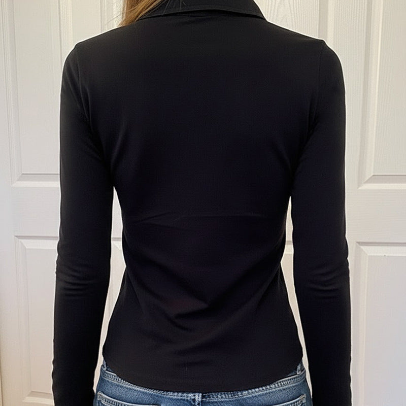 Damen Poloshirt mit stylischen Taschen und eleganten Druckknöpfen R&B