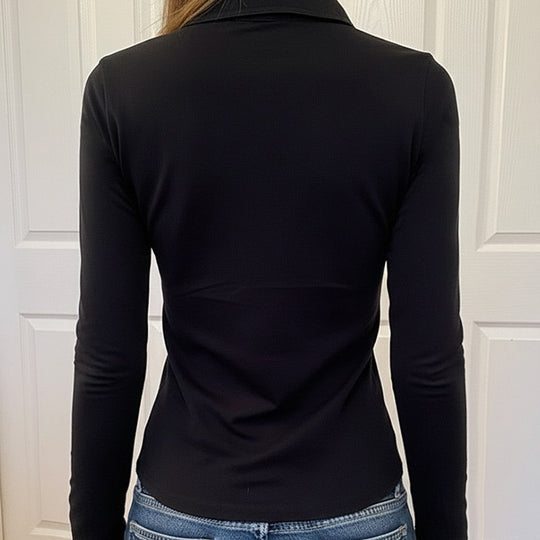 Damen Poloshirt mit stylischen Taschen und eleganten Druckknöpfen R&B