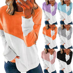 Damen Modischer Sweatshirt mit Farbblockdesign und Rundhalsausschnitt R&B