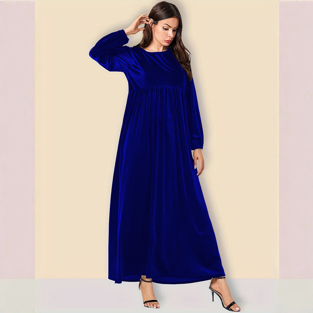 Damen Elegantes Maxikleid aus samtigem Stoff mit weitem Schnitt R&B
