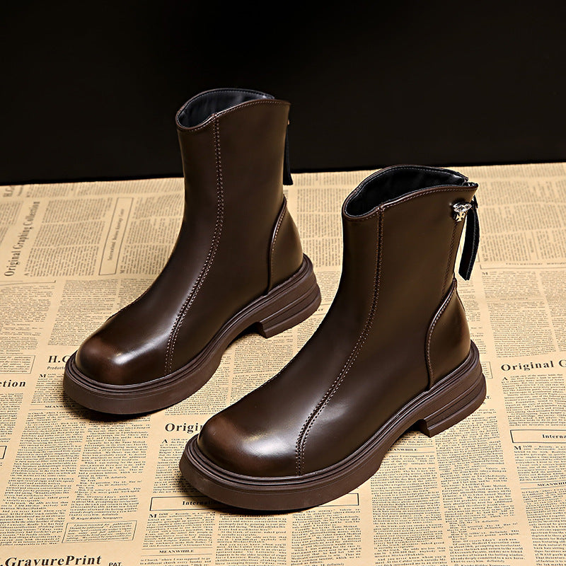 Damen Elegante und bequeme Stiefeletten aus hochwertigem Kunstleder mit seitlichem Reißverschluss R&B