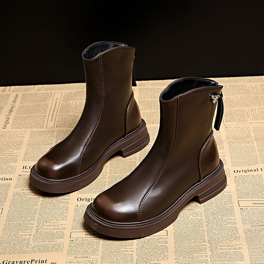 Damen Elegante und bequeme Stiefeletten aus hochwertigem Kunstleder mit seitlichem Reißverschluss R&B
