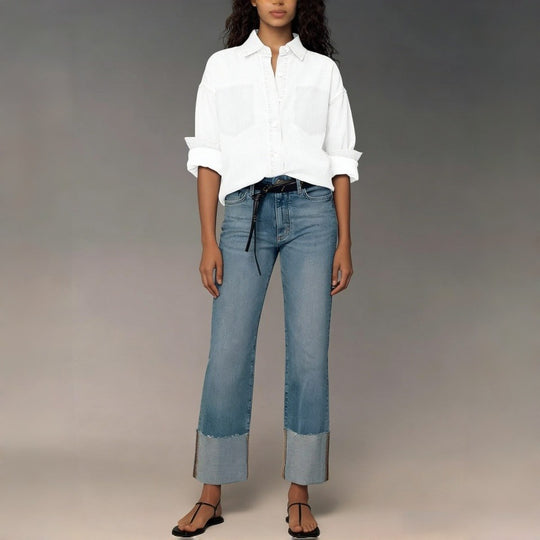Damen Designer Jeans im modernen Boyfriend-Stil mit einzigartigen Detailverarbeitungen R&B