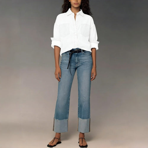 Damen Designer Jeans im modernen Boyfriend-Stil mit einzigartigen Detailverarbeitungen R&B