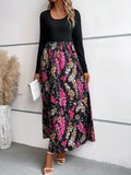 Damen Maxikleid mit floralem Print und langen Ärmeln R&B
