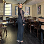 Damen Transparente Maxi-Robe mit kunstvollen Schmetterlingsdetails R&B