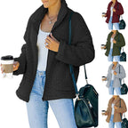 Damen kuschelige Fleecejacke mit Oversized-Schnitt und tiefem Kragen R&B