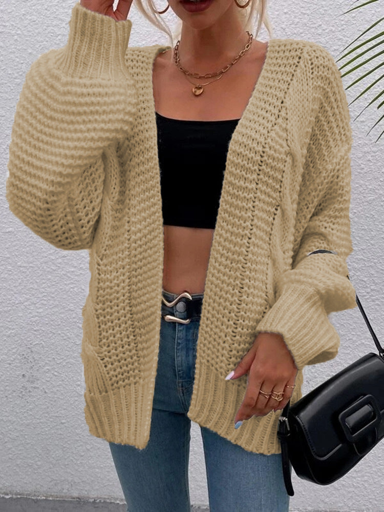 Damen Grobstrickjacke mit lässigem Schnitt und offenen Ärmeln