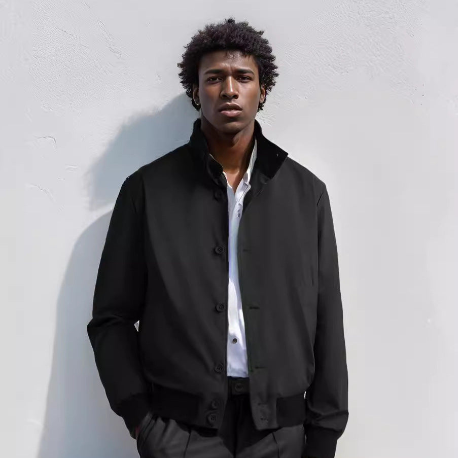 Herren stylische und praktische Bomberjacke mit elastischem Bund und Knopfleiste R&B