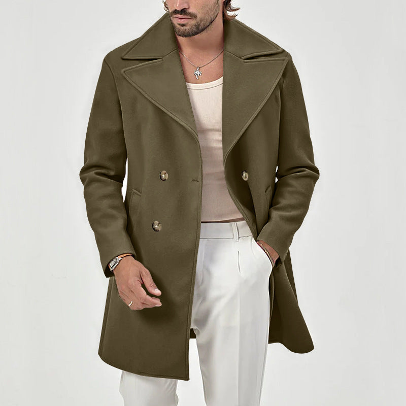 Herren eleganter Wollmantel mit doppelter Knopfleiste und modernem Schnitt R&B