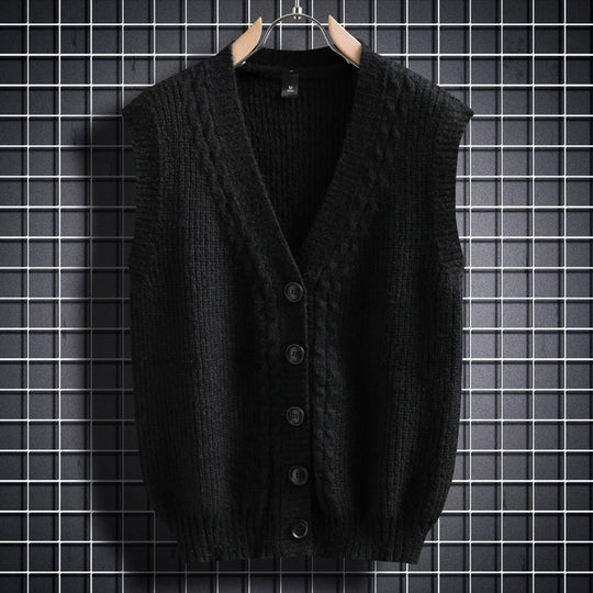 Damen ärmellose Strickjacke mit strukturiertem Zopfmuster R&B