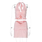 Damen Verspieltes Crop-Top und Minirock Set R&B