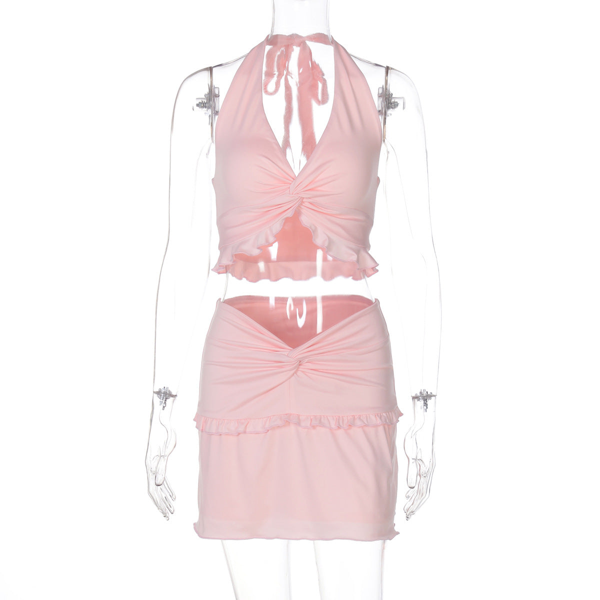 Damen Verspieltes Crop-Top und Minirock Set R&B