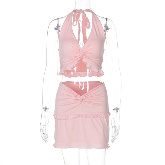 Damen Verspieltes Crop-Top und Minirock Set R&B