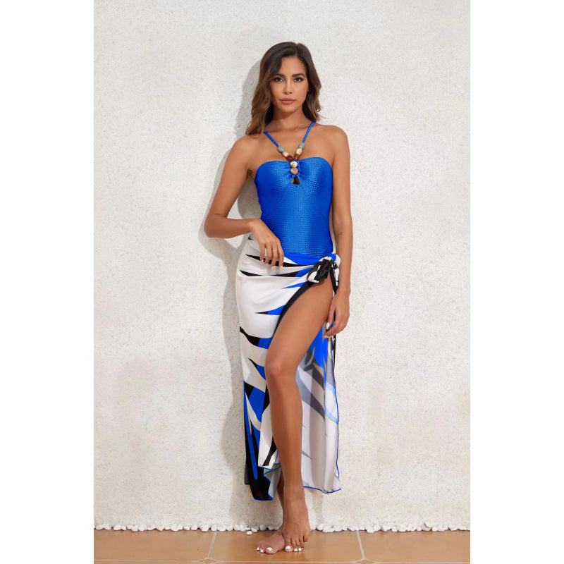 Damen Bandeau-Badeanzug mit asymmetrischem Rock R&B