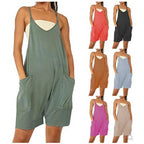 Damen Lässiger Jumpsuit mit tiefem Ausschnitt und praktischen Taschen R&B