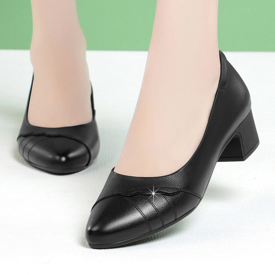 Damen elegante Pumps mit stilvollem Wellenmuster und komfortablem Blockabsatz R&B