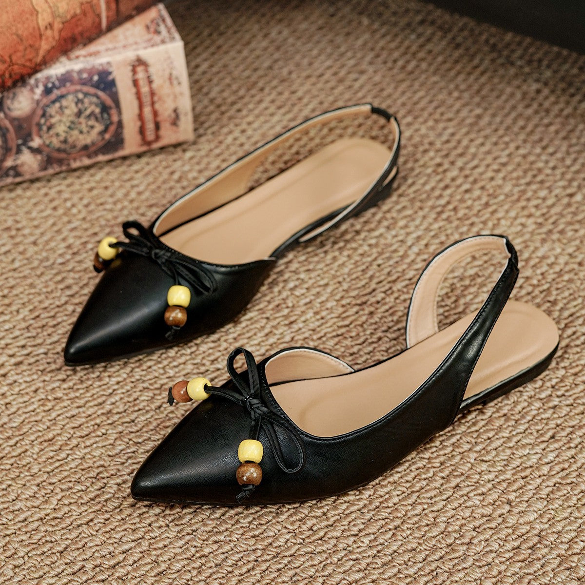 Damen Slingback-Ballerinas mit eleganter Schleifenapplikation und attraktivem Schmuckdetail R&B