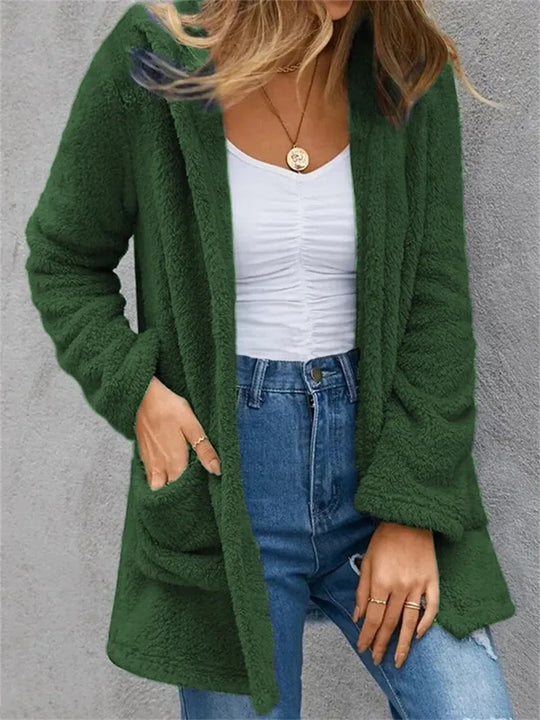 Damen Flauschige Cardiganjacke mit praktischen Taschen und lässigem Schnitt R&B