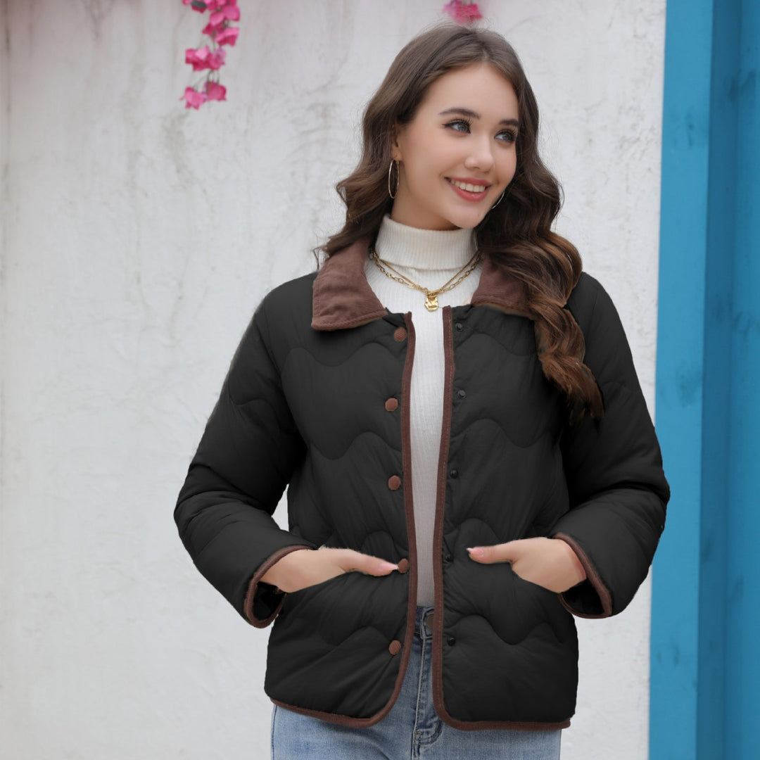 Damen gesteppte Kurzjacke mit schickem Kragen R&B