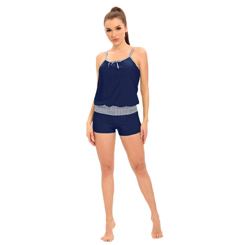 Damen Freizeit-Bikini-Set mit elastischer Taillierung und modischen Trägerdetails R&B