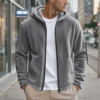 Herren Fleecejacke mit Kapuze und praktischen Reißverschlusstaschen R&B