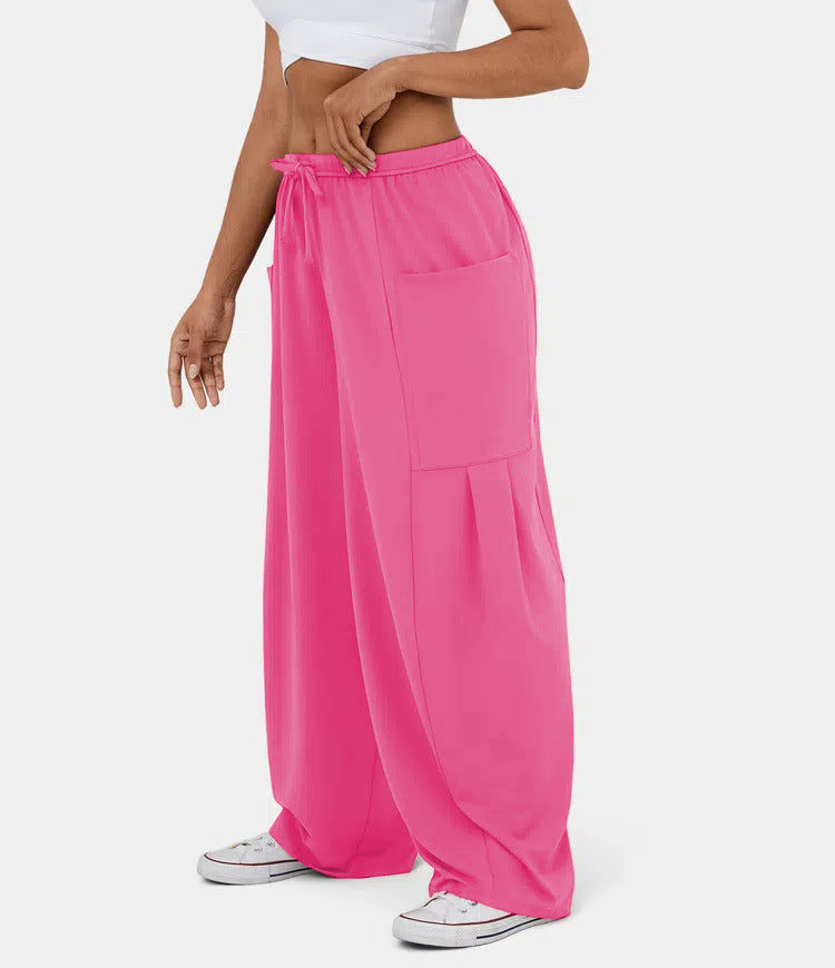 Damen Weite Freizeit-Hose mit elastischem Bund und praktischen Taschen R&B