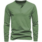 Herren Langarm-Henley-Shirt mit Knopfleiste und hohem Tragekomfort