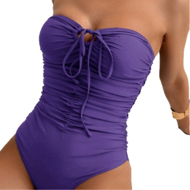 Damen Bandeau Badeanzug mit stylishen Raffungen R&B