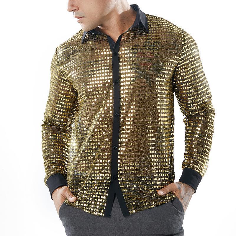 Herren Glänzendes Partshirt mit Strassmotiven R&B