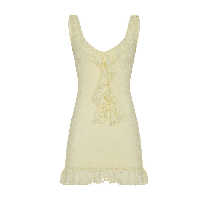 Damen Spitzen-Nachtkleid mit romantischen Rüschen R&B
