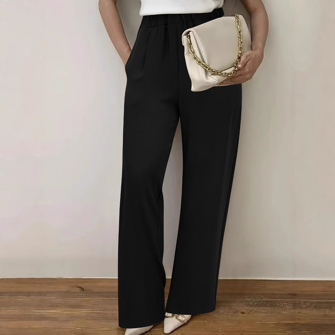 Damen Weite Hochtaillierte Stoffhose mit elegantem Gummibund R&B