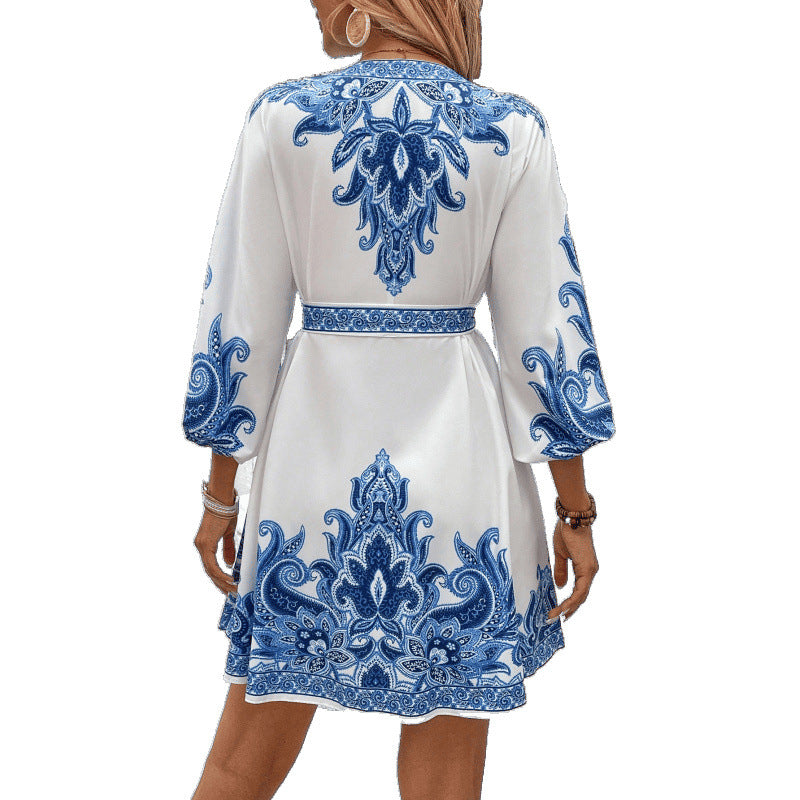 Damen Besticktes A-Linien Mini Kleid R&B