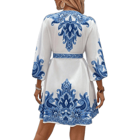 Damen Besticktes A-Linien Mini Kleid R&B