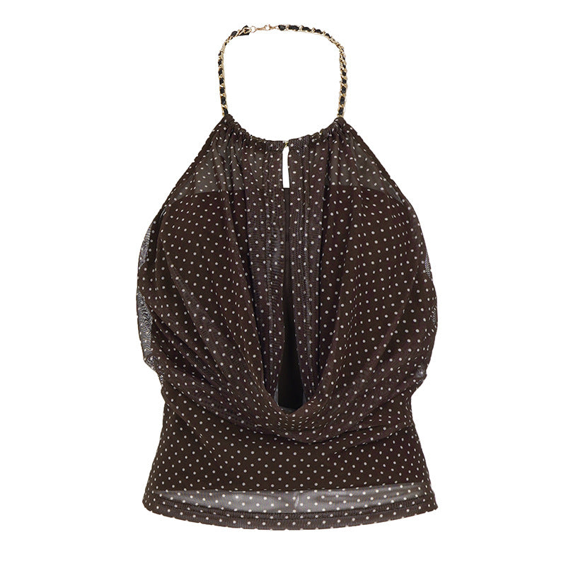 Damen Halteroberteil mit drapiertem Design und feinem Punkte-Muster R&B