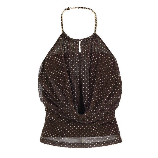 Damen Halteroberteil mit drapiertem Design und feinem Punkte-Muster R&B