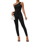 Damen Eleganter One-Shoulder Jumpsuit mit figurbetonter Passform R&B