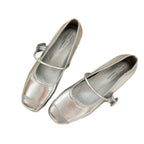 Damen Retro Ballerinas mit eleganten Schnallen und schimmerndem Obermaterial R&B
