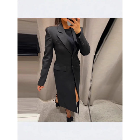 Damen Eleganter Longblazer mit schmaler Silhouette und klassischen Details R&B